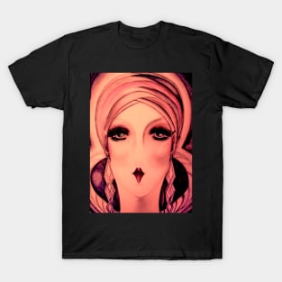 ART DECO FLAPPER IN TURBAN DUSKY PINK T-Shirt